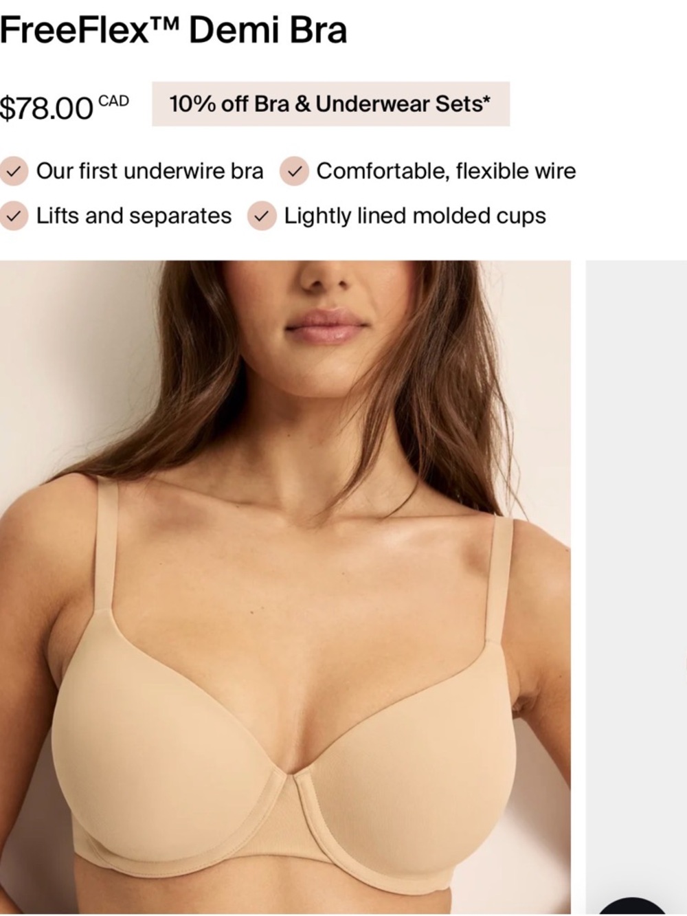 KNIX FreeFlex Demi Bra - Nude 32D